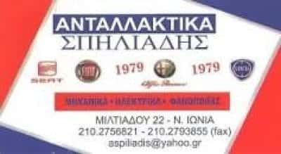 ΣΠΗΛΙΑΔΗΣ ΑΝΔΡΕΑΣ – ΑΝΤΑΛΛΑΚΤΙΚΑ ΑΥΤΟΚΙΝΗΤΩΝ – ΗΡΑΚΛΕΙΟ ΑΤΤΙΚΗΣ