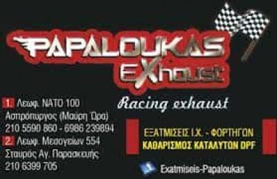 ΠΑΠΑΛΟΥΚΑΣ ΑΝΑΣΤΑΣΙΟΣ | ΕΞΑΤΜΙΣΕΙΣ ΑΥΤΟΚΙΝΗΤΩΝ ΑΣΠΡΟΠΥΡΓΟΣ ΑΤΤΙΚΗ