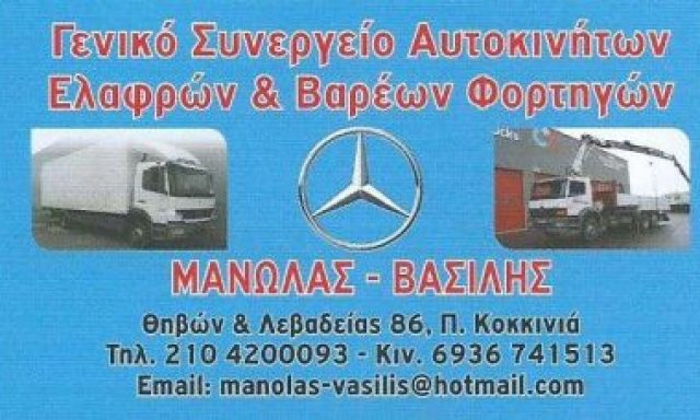 ΧΑΤΖΗΝΙΚΟΛΑΟΥ ΑΝΔΡΕΑΣ – ΜΑΝΩΛΑΣ ΒΑΣΙΛΗΣ – ΓΕΝΙΚΟ ΣΥΝΕΡΓΕΙΟ ΑΥΤΟΚΙΝΗΤΩΝ – ΠΕΙΡΑΙΑΣ ΑΤΤΙΚΗ
