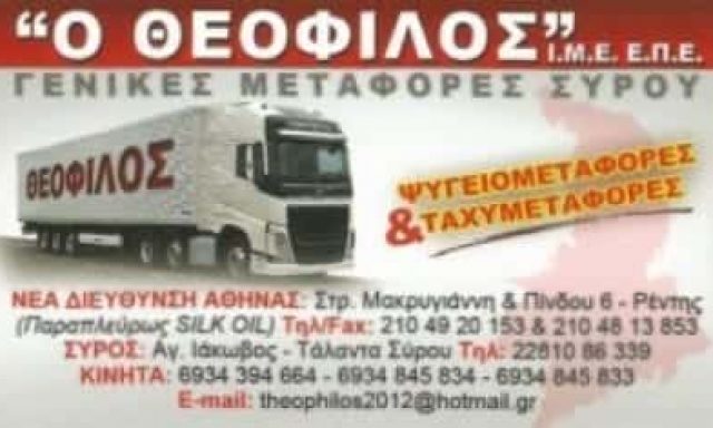 Ο ΘΕΟΦΙΛΟΣ | ΜΕΤΑΦΟΡΕΣ – ΜΕΤΑΚΟΜΙΣΕΙΣ | ΑΓΙΟΣ ΙΩΑΝΝΗΣ ΡΕΝΤΗΣ