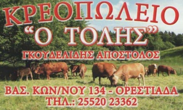 ΓΚΟΥΔΕΛΙΔΗΣ ΑΠΟΣΤΟΛΟΣ – ΚΡΕΟΠΩΛΕΙΟ Ο ΤΟΛΗΣ – ΟΡΕΣΤΙΑΔΑ ΕΒΡΟΥ